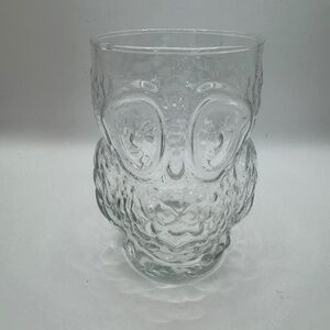 Vintage Libby Owl glass tumbler. Pressed glass in the shape of an owl. EUC